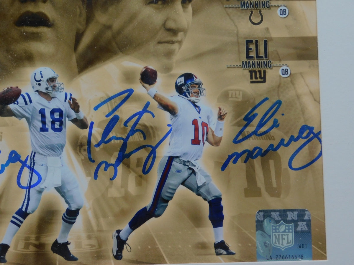 Peyton Manning, Arch, and Eli Signed Framed 8x10 Photo JSA Colt Giants Saints