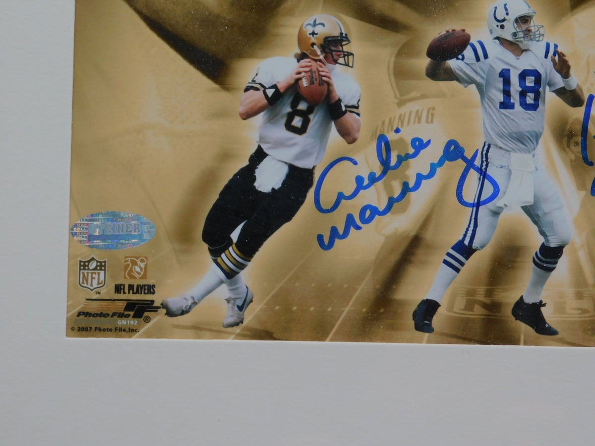 Peyton Manning, Arch, and Eli Signed Framed 8x10 Photo JSA Colt Giants Saints