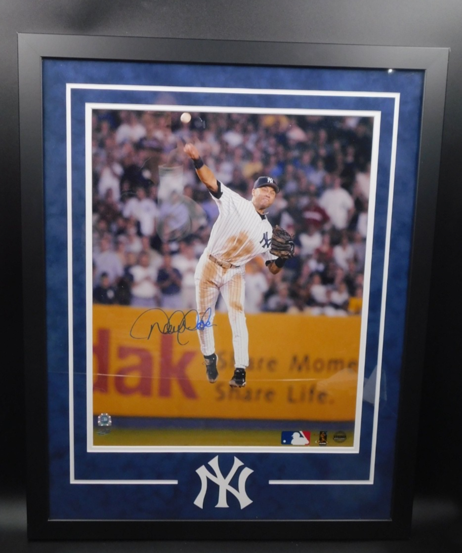 Derek Jeter Signed Autographed Framed 16x20 Photo New York Yankees Steiner COA