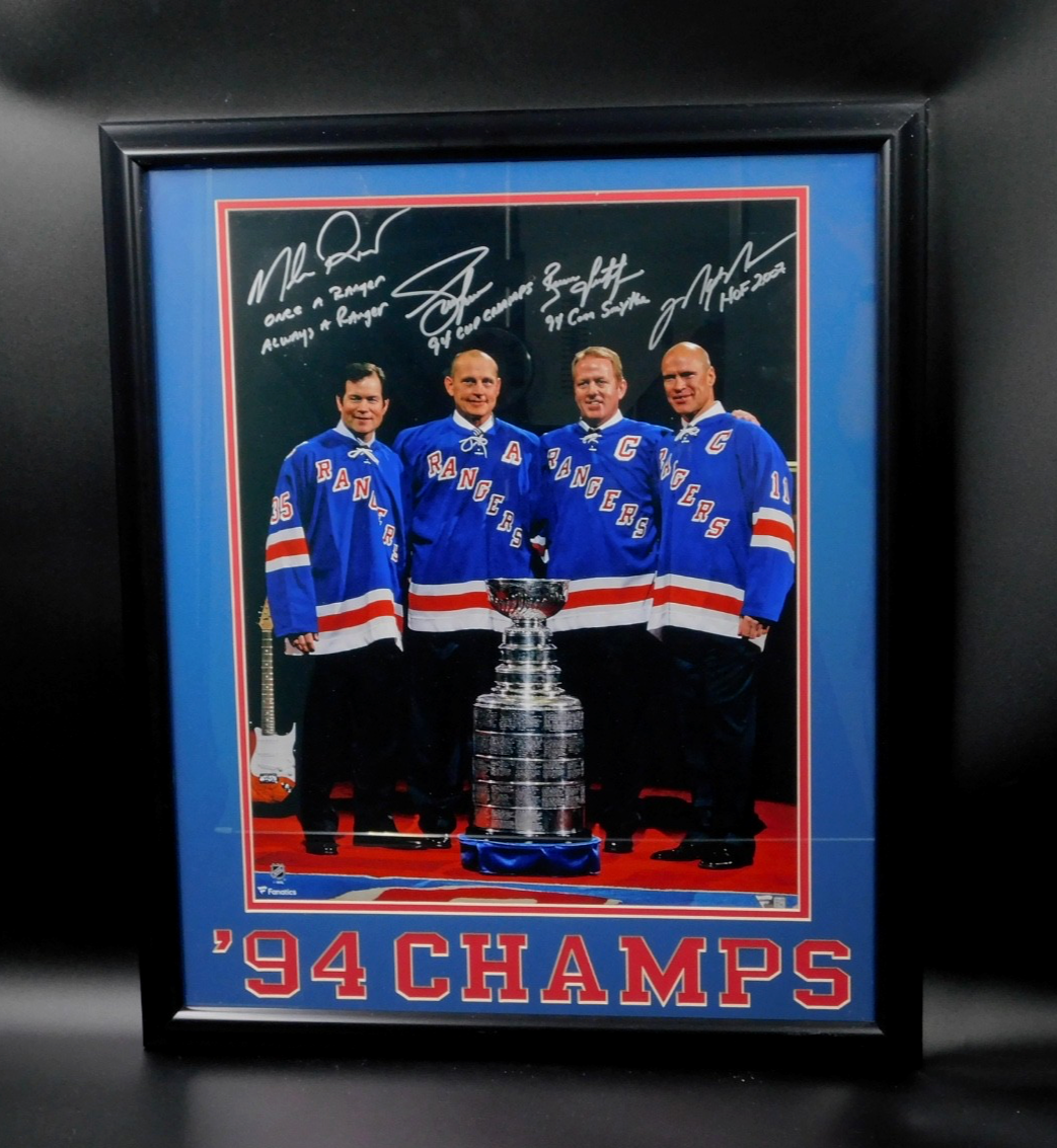 Messier Richter Leetch Graves Signed Inscribed Framed 16x20 Rangers Fanatics