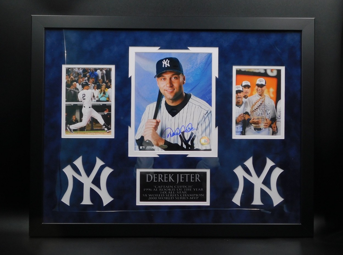 Derek Jeter Signed Autographed Framed 8x10 Photo New York Yankees Steiner COA