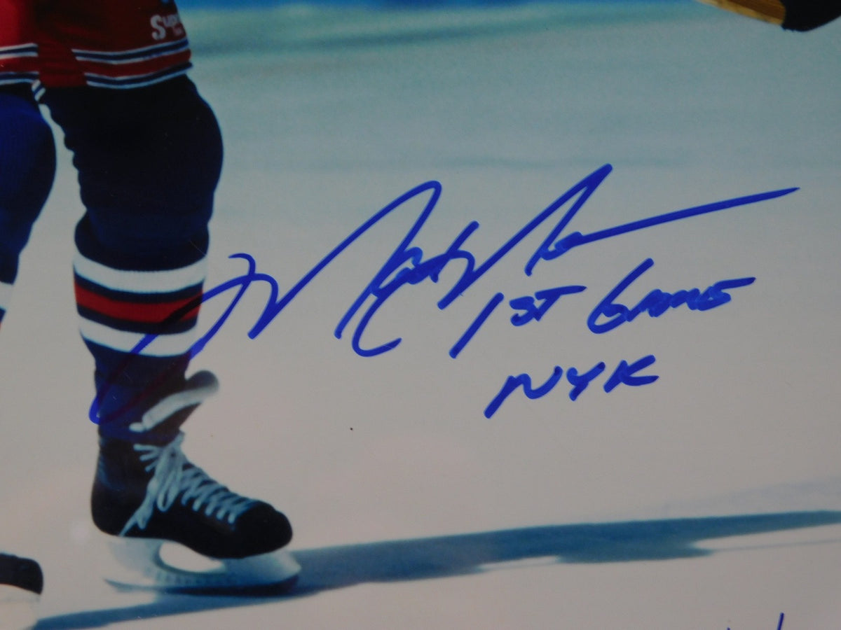 Mark Messier Signed Framed 8x10 Photo Inscribed "1st Game" Steiner COA Rangers