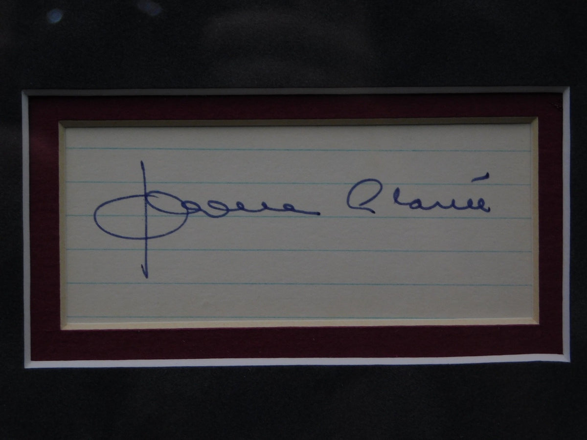 Jacques Plante Signed Autographed Framed Index Card Montreal Canadiens JSA LOA