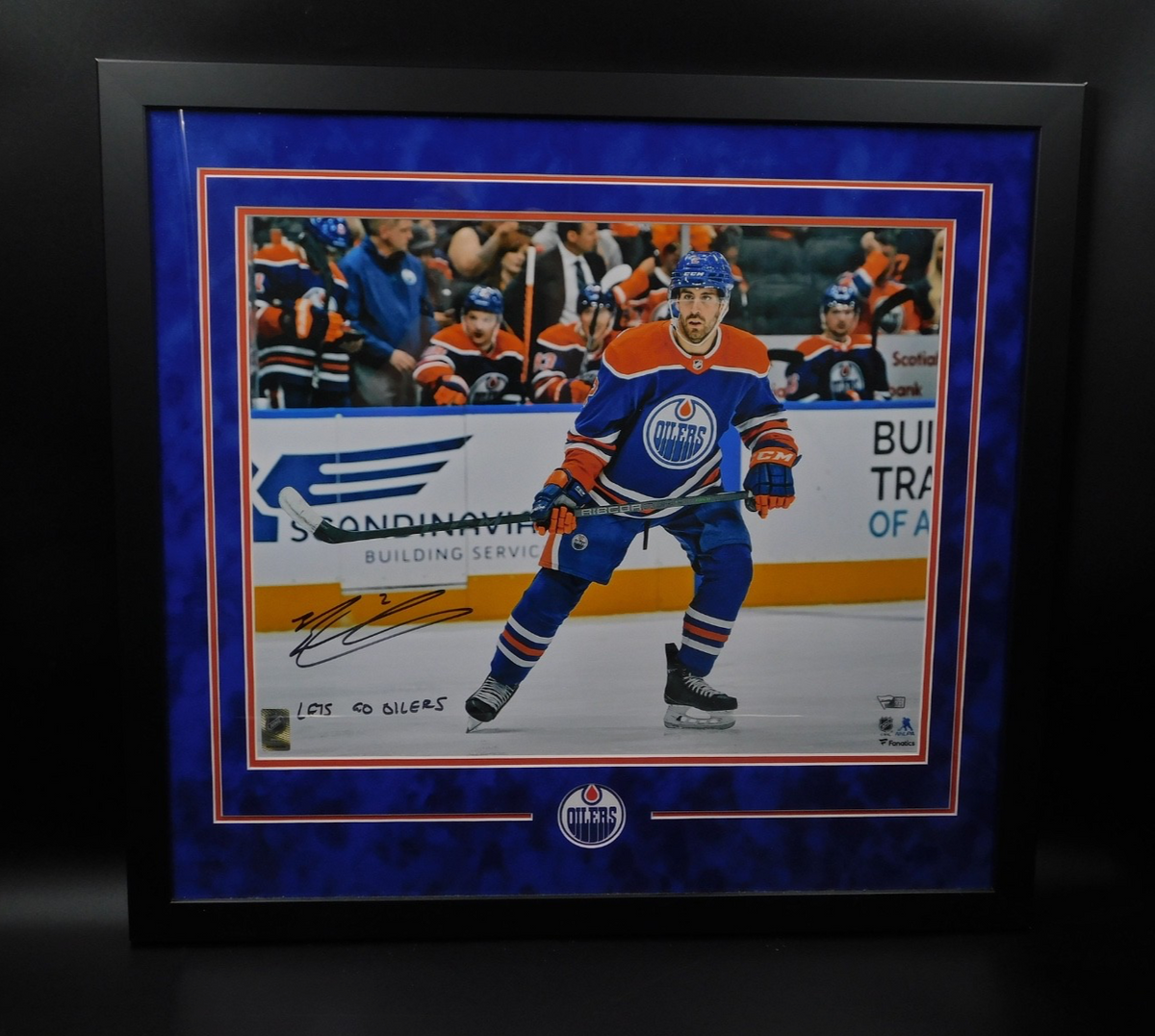 Evan Bouchard Signed Inscribed Framed 16x20 Photo Fanatics Edmonton Oilers