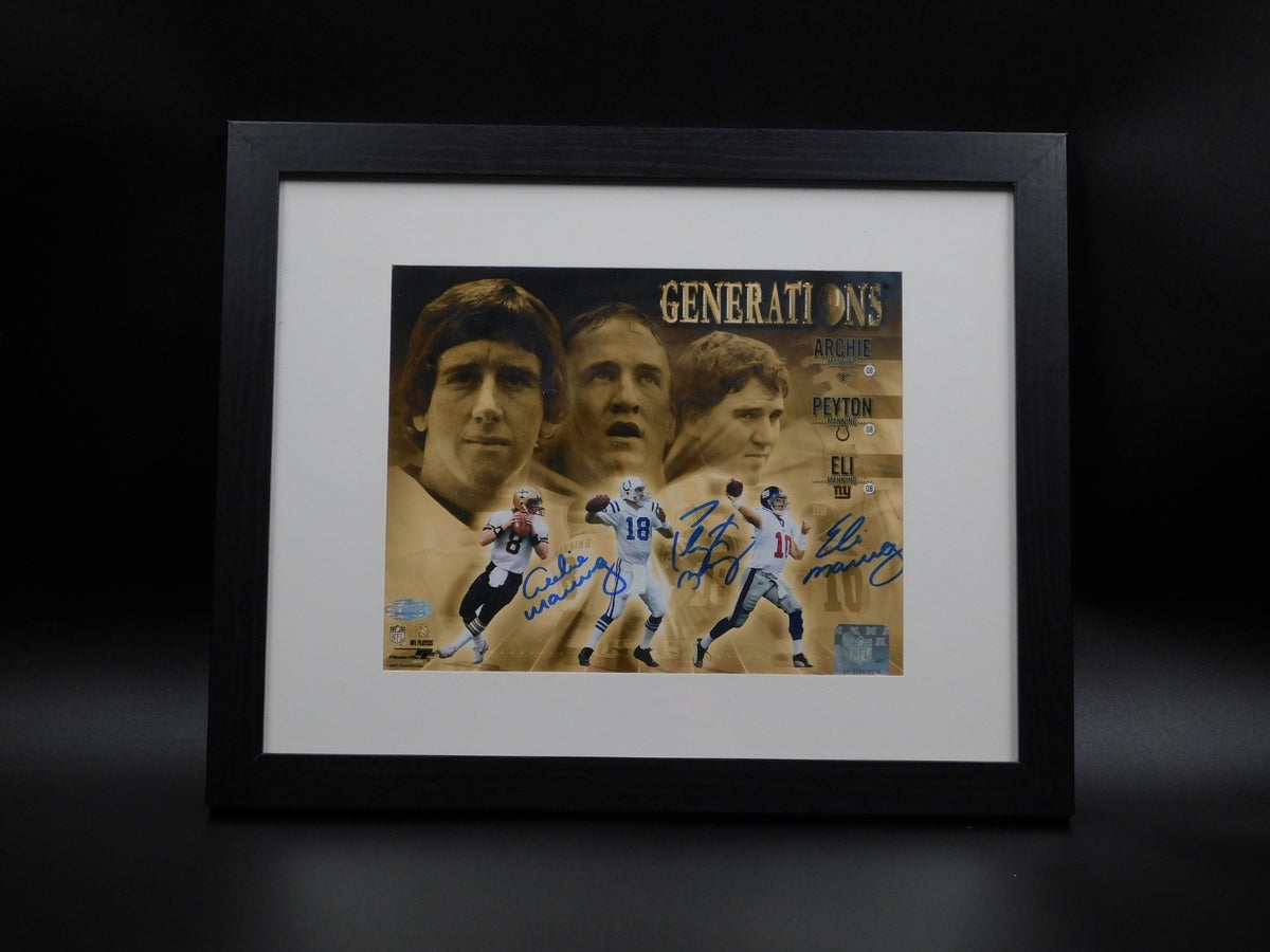Peyton Manning, Arch, and Eli Signed Framed 8x10 Photo JSA Colt Giants Saints