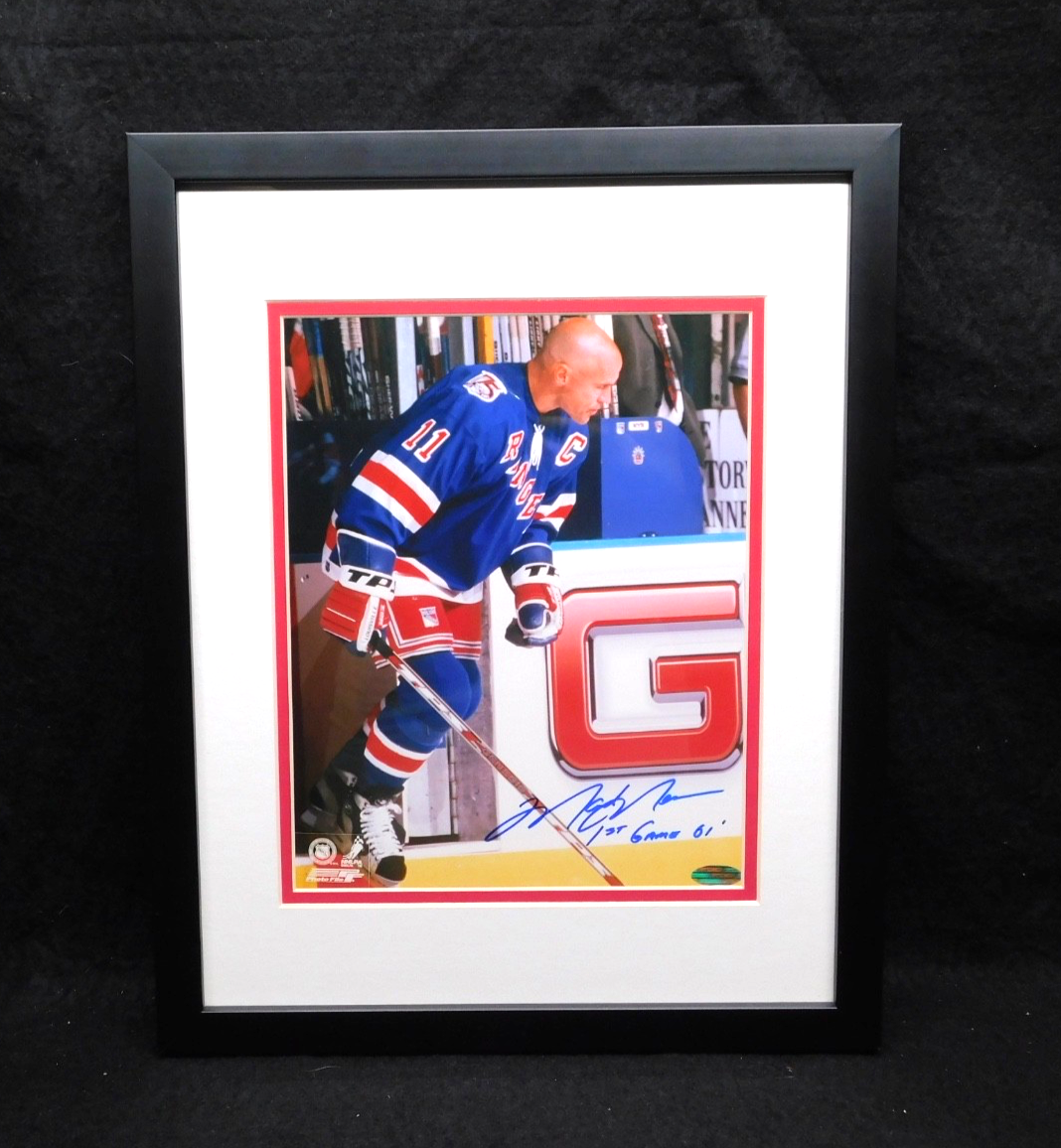 Mark Messier Signed Framed 8x10 Photo Inscribed "1st Game" Steiner COA Rangers