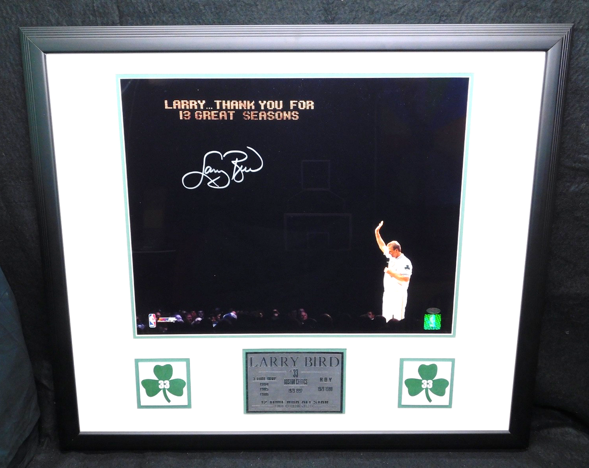 Larry Bird Signed Autographed Framed 16x20 Photo Steiner COA Boston Celtics