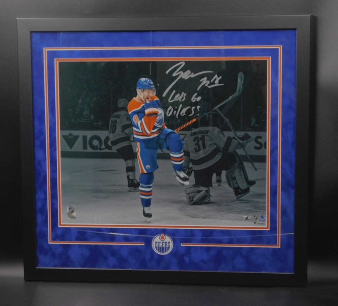Zach Hyman Signed Inscribed Framed 16x20 Photo Fanatics Edmonton Oilers