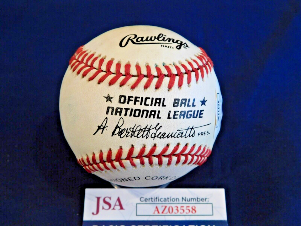 Harry Walker "The Hat" (D. 1999) Signed ONL Bart Giamatti Baseball JSA COA