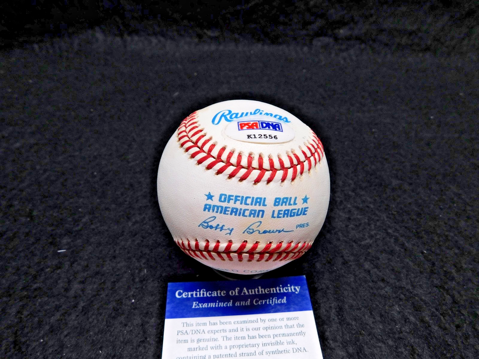 Oscar Azocar (D. 2010) Signed OAL Bobby Brown Baseball PSA COA Yankees