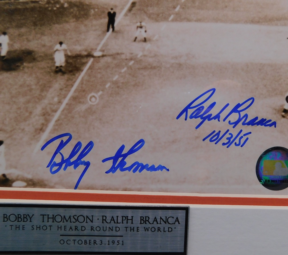 Bobby Thomson Ralph Branca Signed Framed 8x10 Photo Steiner COA Giants