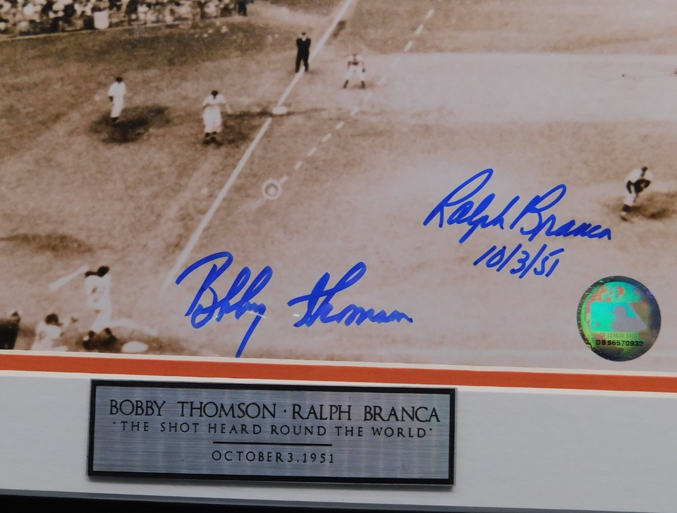 Bobby Thomson Ralph Branca Signed Framed 8x10 Photo Steiner COA Giants