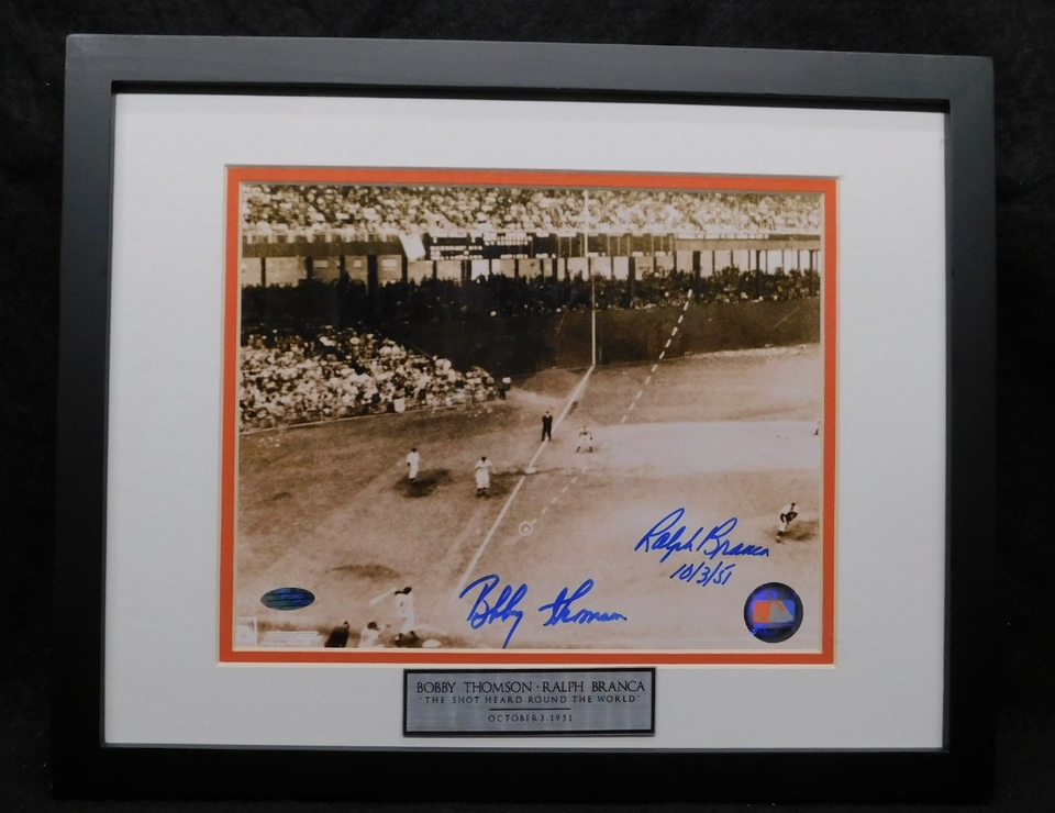 Bobby Thomson Ralph Branca Signed Framed 8x10 Photo Steiner COA Giants