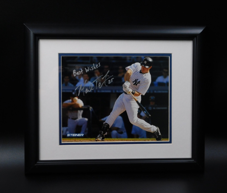 Mark Teixeira Signed Autographed Framed 8x10 Photo Inscribed Steiner Yankees