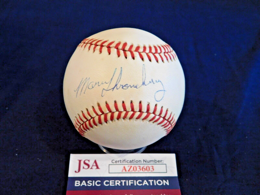 Marv Throneberry (D. 1994) Signed / Autographed ONL Bill White Baseball JSA COA