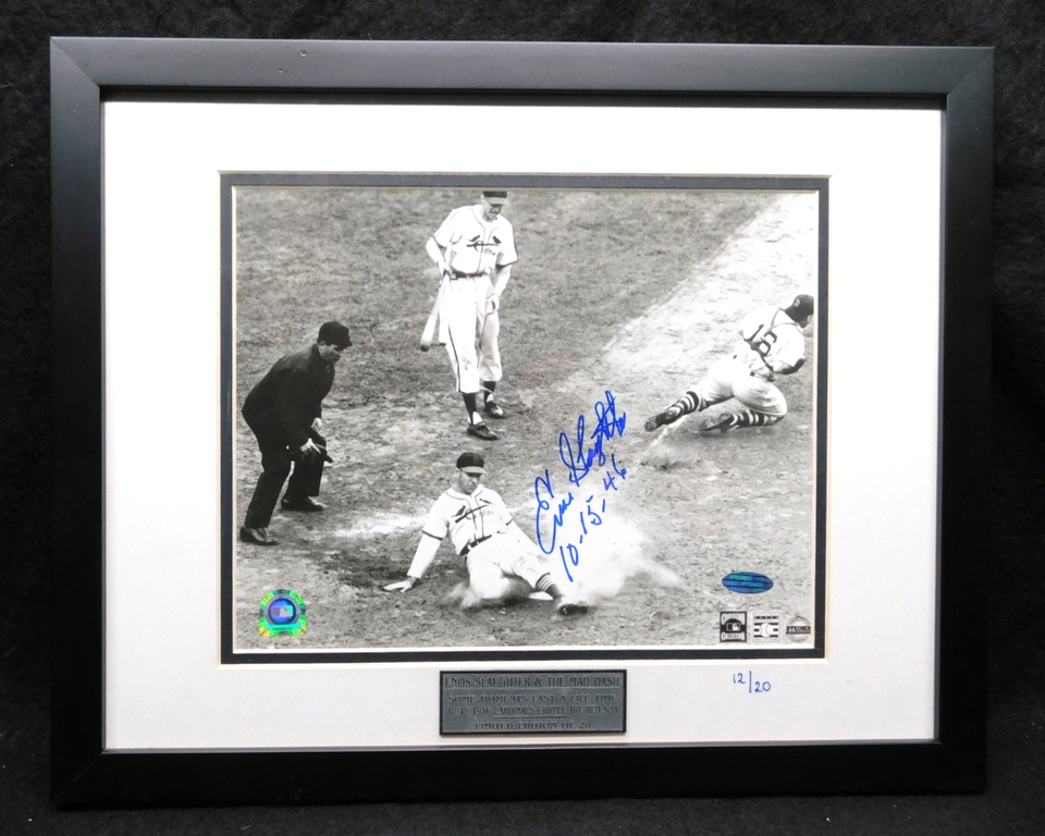 Enos Slaughter Signed Autographed Framed 8x10 Photo Steiner COA Cardinals /20