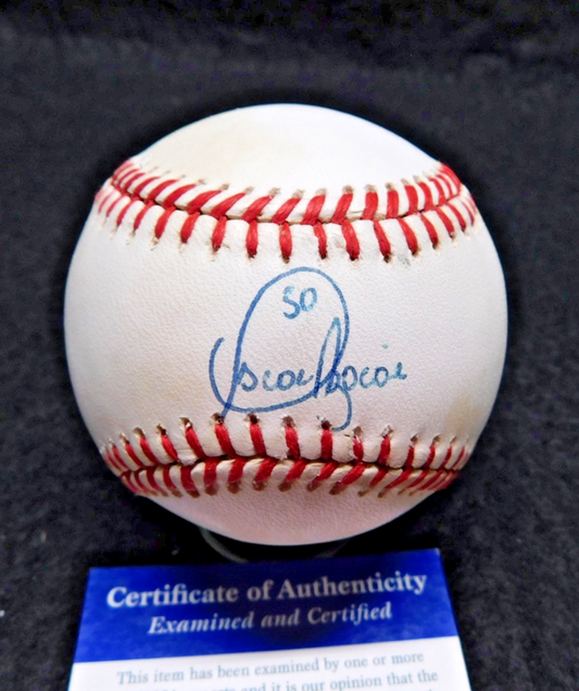 Oscar Azocar (D. 2010) Signed OAL Bobby Brown Baseball PSA COA Yankees