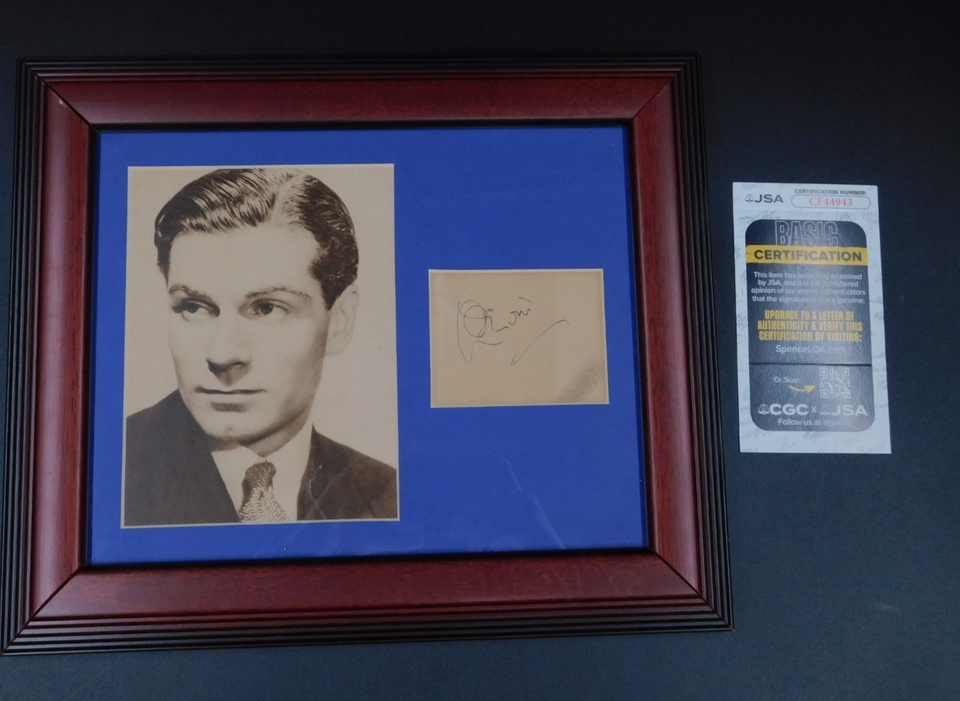 Laurence Olivier Signed Autographed Framed Cut JSA COA