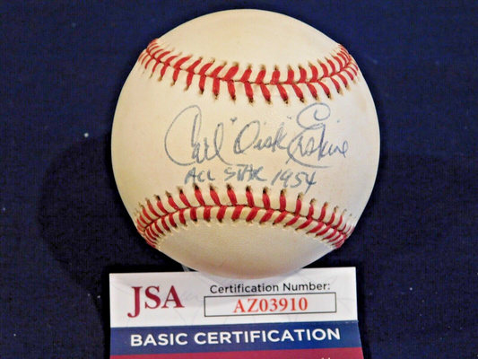 Carl Erskine (D. 2024) Signed / Autographed ONL Leonard Coleman Baseball JSA COA