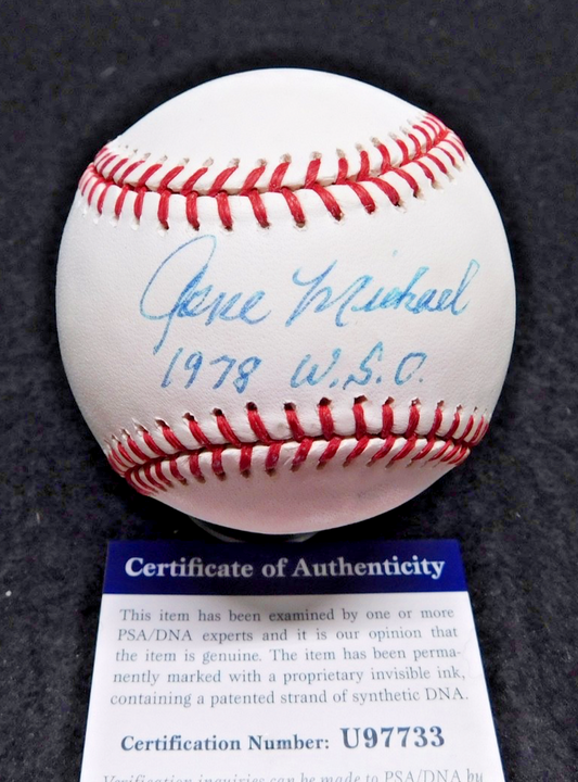 Gene Michael Signed 1978 W S C Inscribed OML Bud Selig Baseball JSA COA
