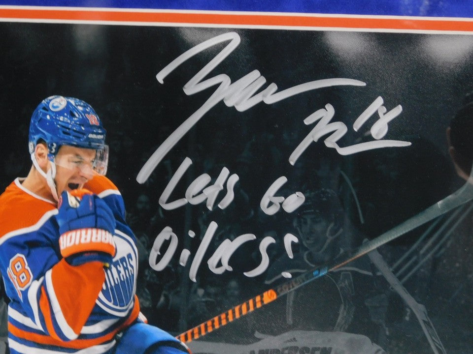 Zach Hyman Signed Inscribed Framed 16x20 Photo Fanatics Edmonton Oilers