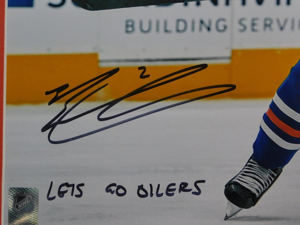 Evan Bouchard Signed Inscribed Framed 16x20 Photo Fanatics Edmonton Oilers