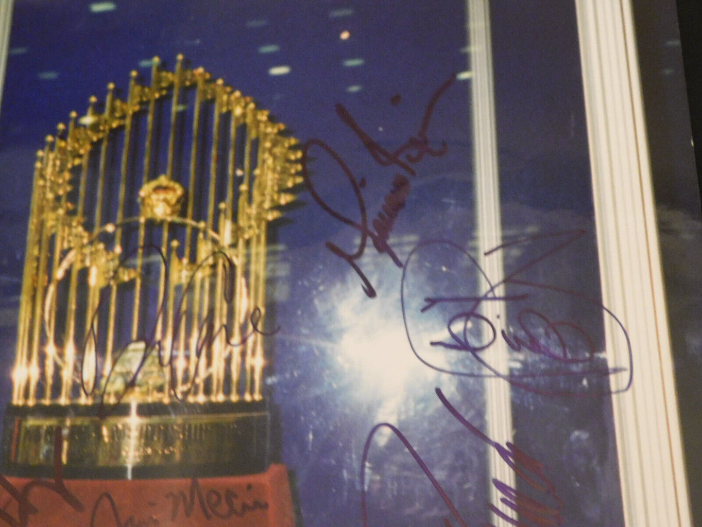 1996 Yankees Team Signed World Series Trophy 8x10 11 Autos Rivera Torre Pettitte Posada JSA LOA