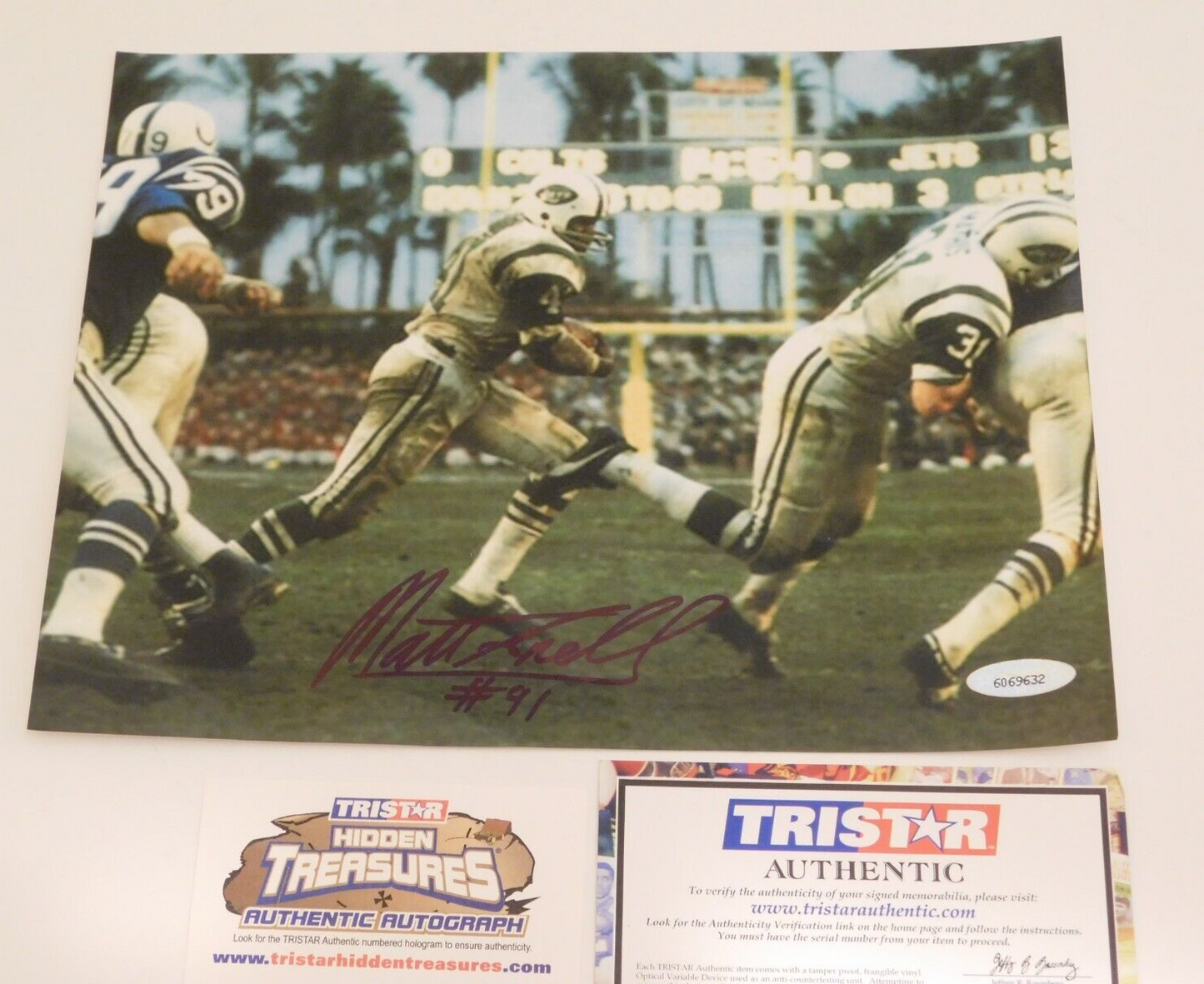 Matt Snell Signed Autographed 8x10 Photo New York Jets Tristar COA Super Bowl