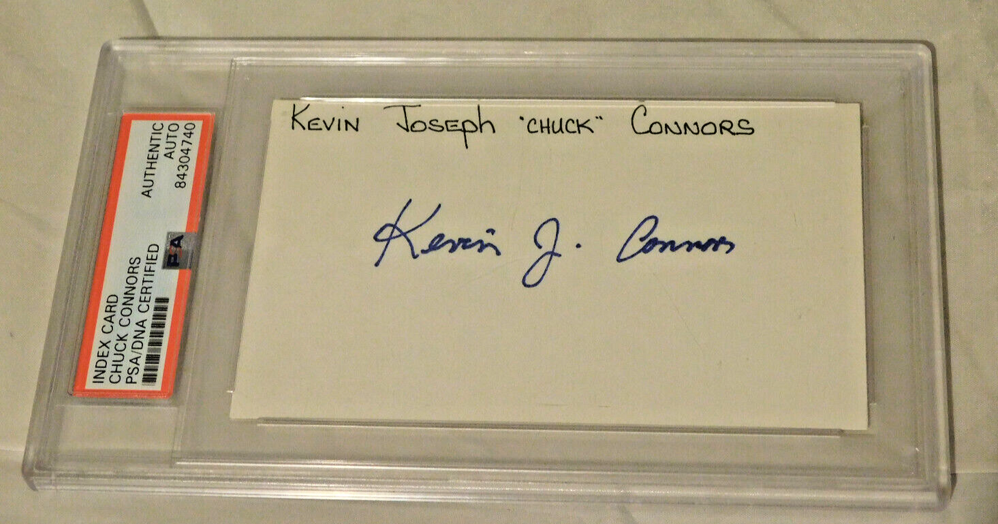 Chuck Connors Signed Index Card RARE Full Name Auto PSA Slab The Rifleman