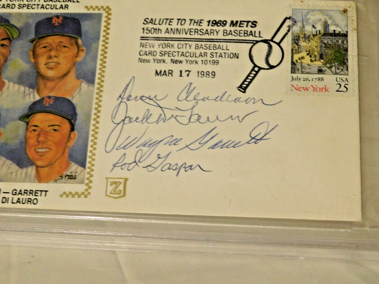 1969 Mets Signed First Day Cover Wayne Garrett Rod Gaspar PSA/DNA Slab