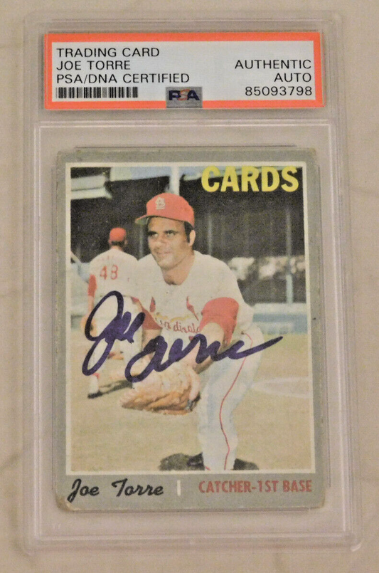 JOE TORRE Signed / Autographed 1970 Topps Baseball Card #190 PSA Slab