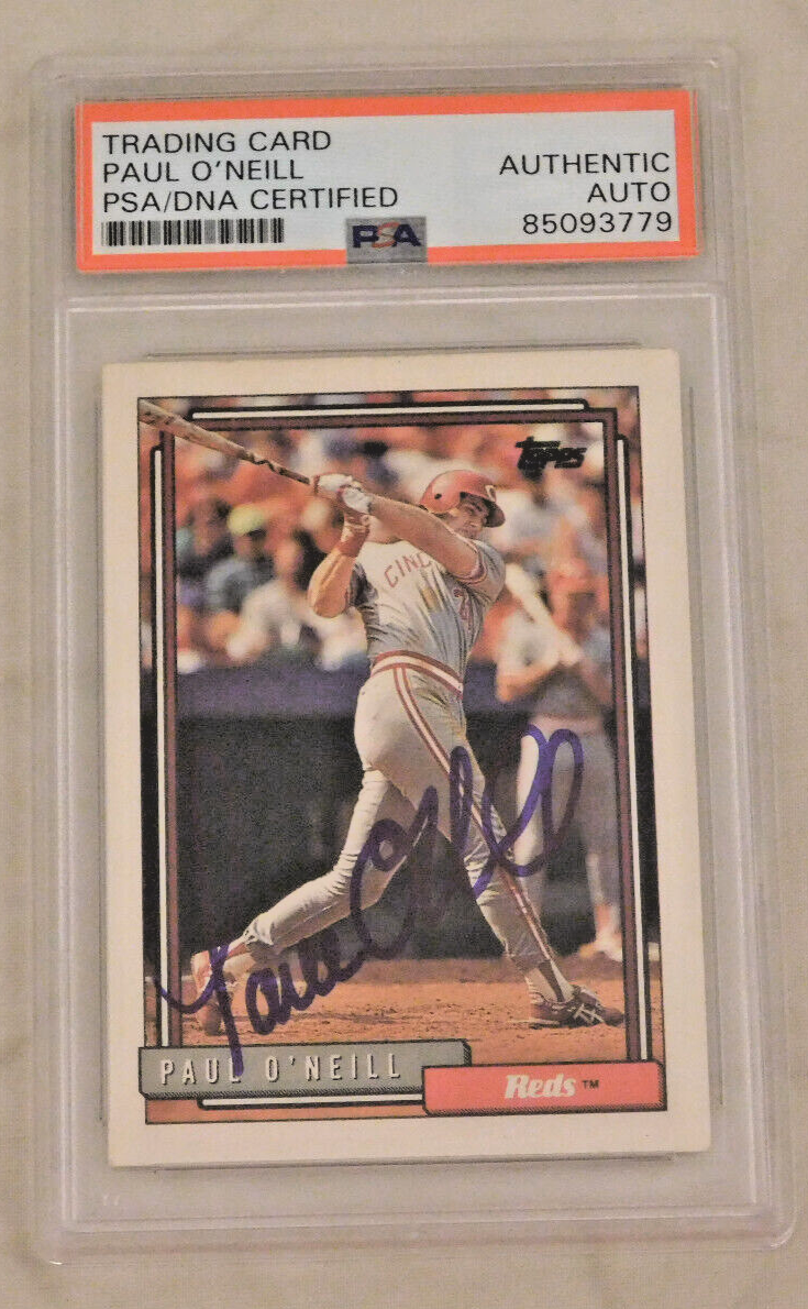 PAUL O'NEILL Signed / Autographed 1992 Topps Baseball Card #61 PSA Slab