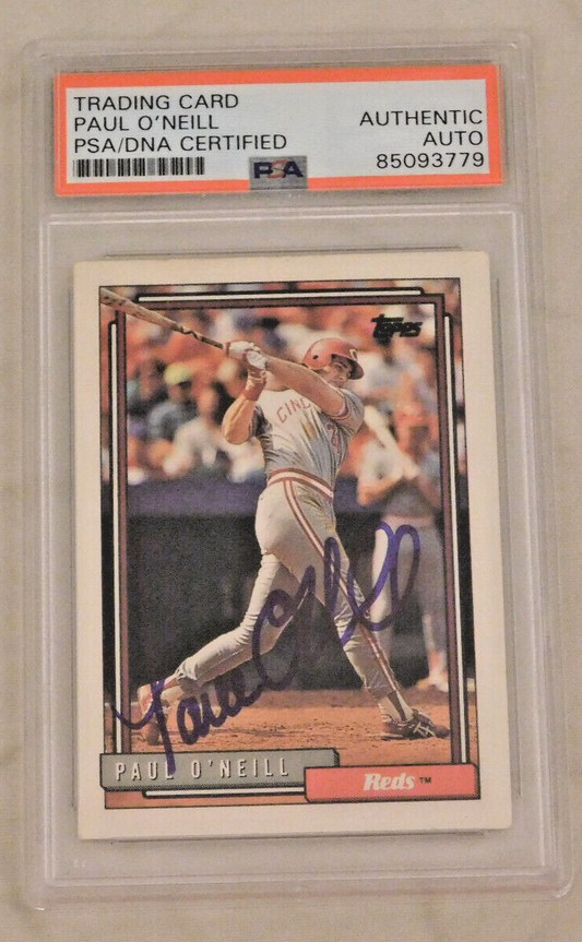 PAUL O'NEILL Signed / Autographed 1992 Topps Baseball Card #61 PSA Slab