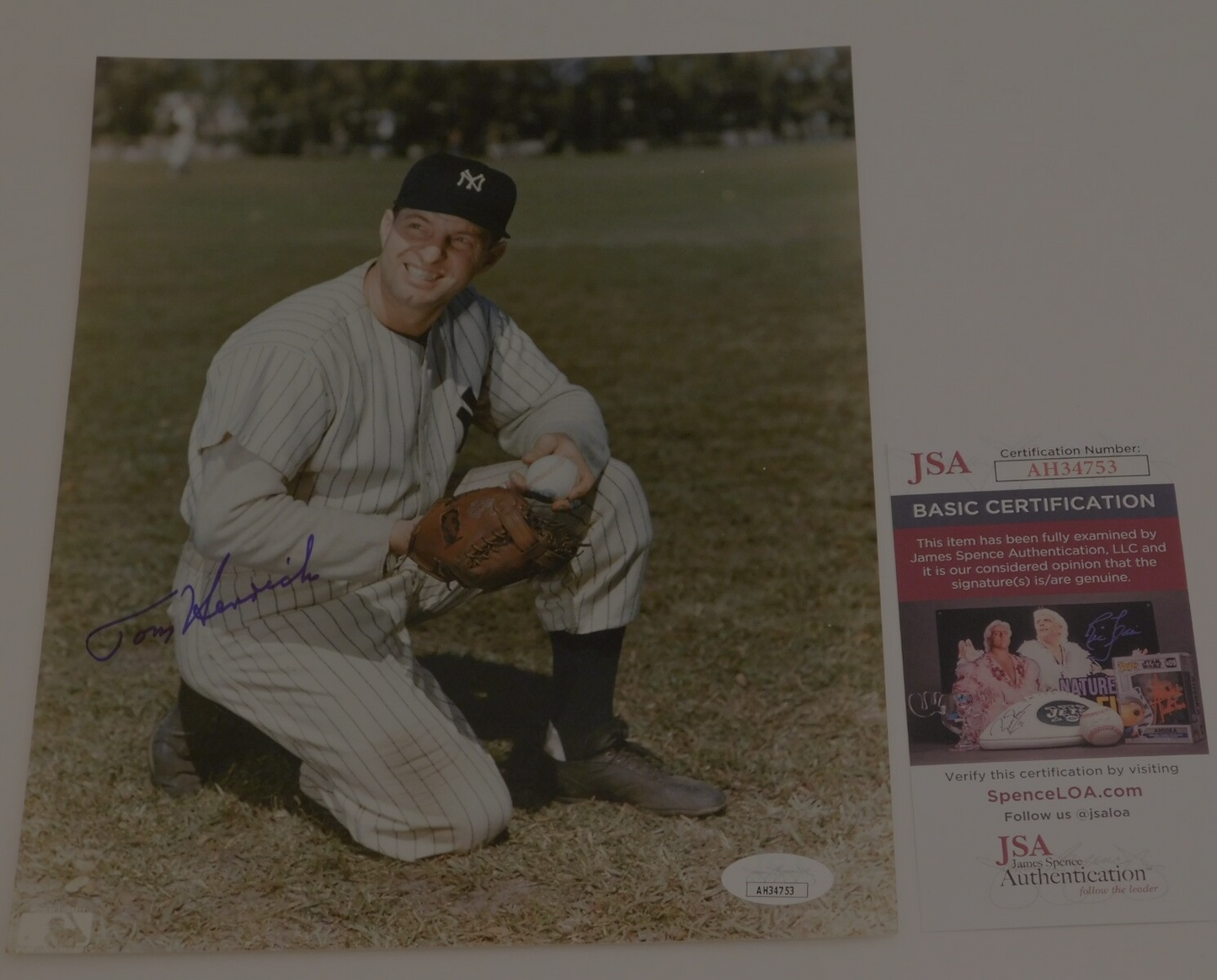 Tommy Tom Henrich Signed Autographed 8x10 Photo New York Yankees NYY JSA COA