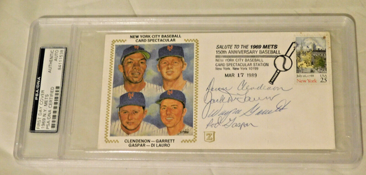 1969 Mets Signed First Day Cover Wayne Garrett Rod Gaspar PSA/DNA Slab