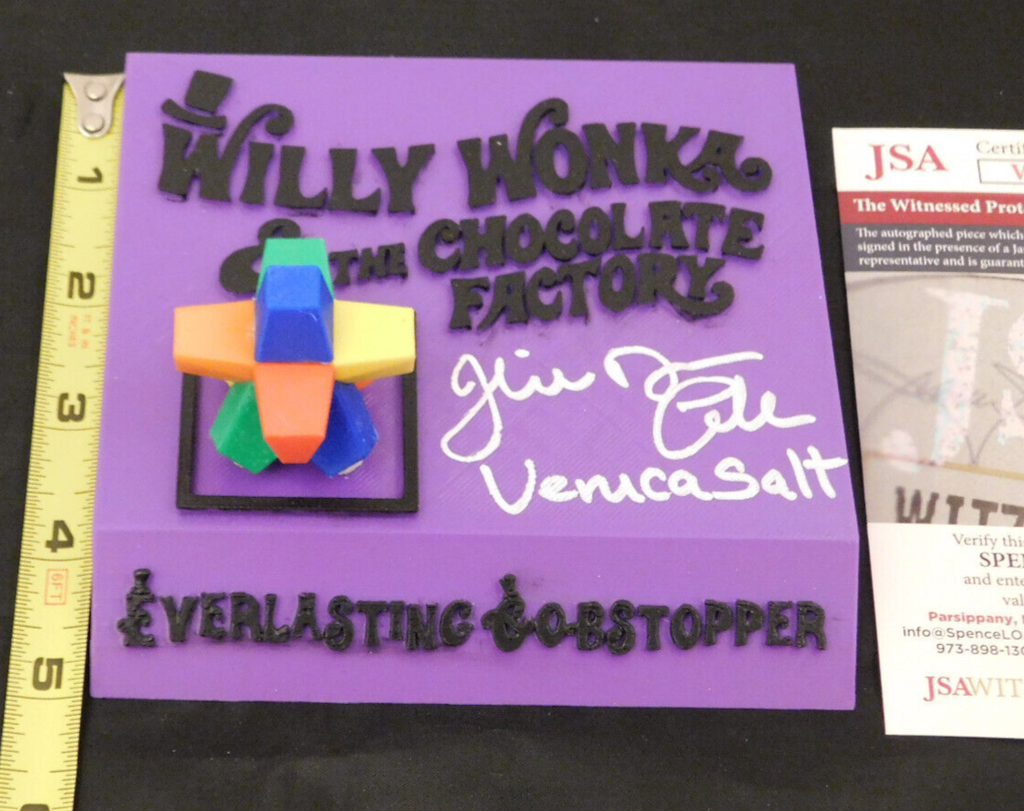 Julie Dawn Cole Signed Willy Wonka Everlasting Gobstopper 3D Plaque Veruca JSA