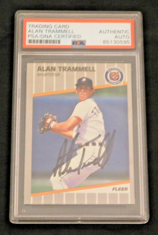 Alan Trammell Signed / Autographed 1989 Fleer Baseball Card #148 PSA Slab HOF