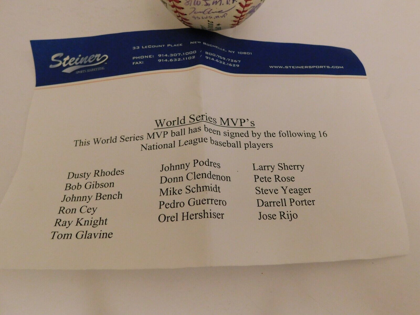 World Series MVP's Multi Signed Baseball 16 Autos Bench Schmidt Glavine Steiner