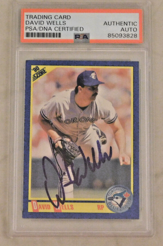 DAVID WELLS Signed / Autographed 1990 Score Baseball Card #491 PSA Slab