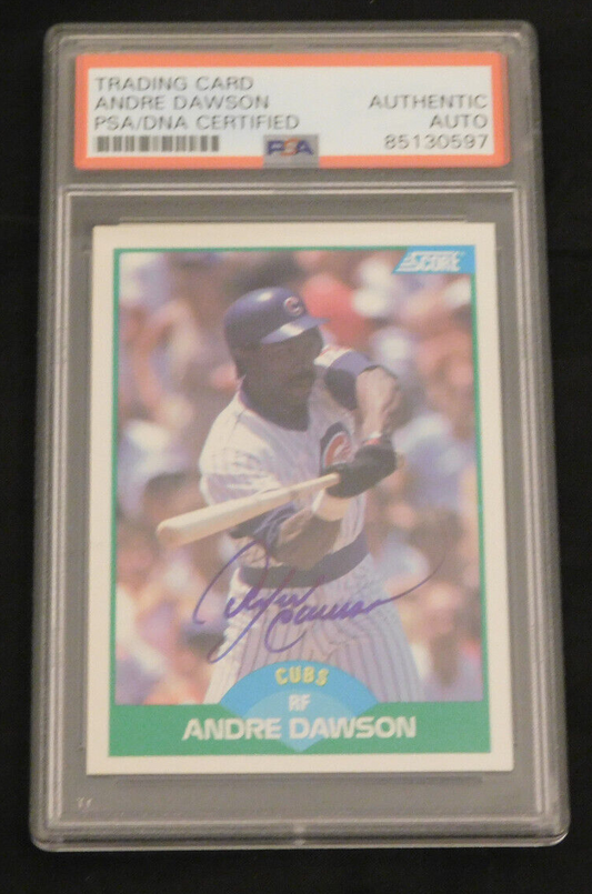 Andre Dawson Signed / Autographed 1989 Score Baseball Card PSA #2 Slab HOF