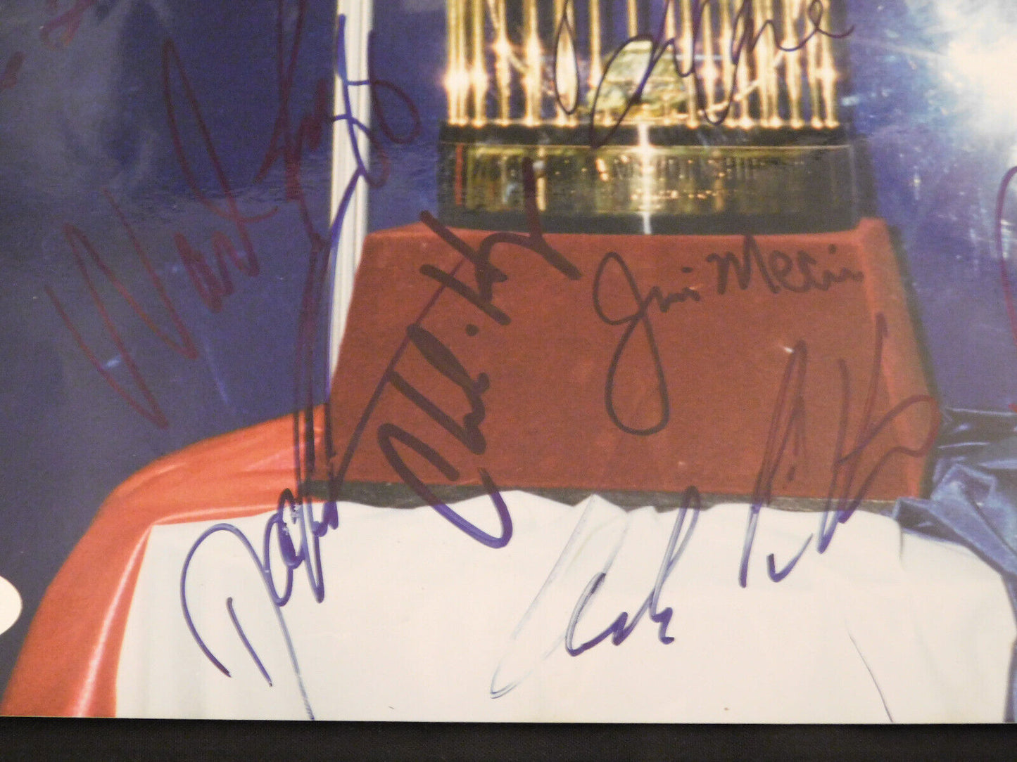 1996 Yankees Team Signed World Series Trophy 8x10 11 Autos Rivera Torre Pettitte Posada JSA LOA