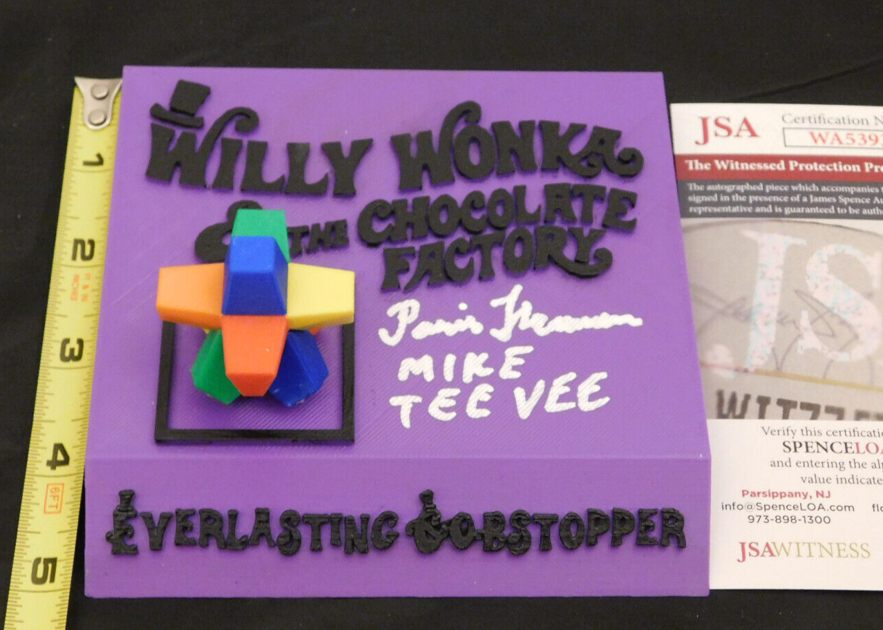 Paris Themmen Signed Willy Wonka Everlasting Gobstopper 3D Plaque Mike TV JSA