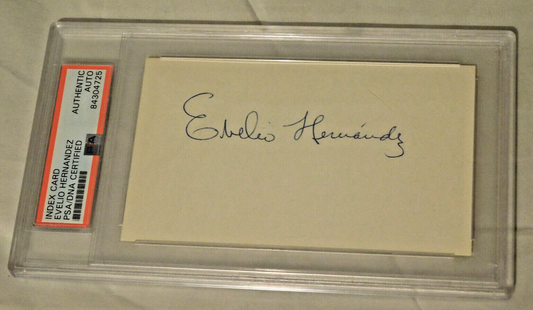 Evelio Hernandez (D. 2015) Signed /Autographed Index Card 1956 Senators PSA Slab