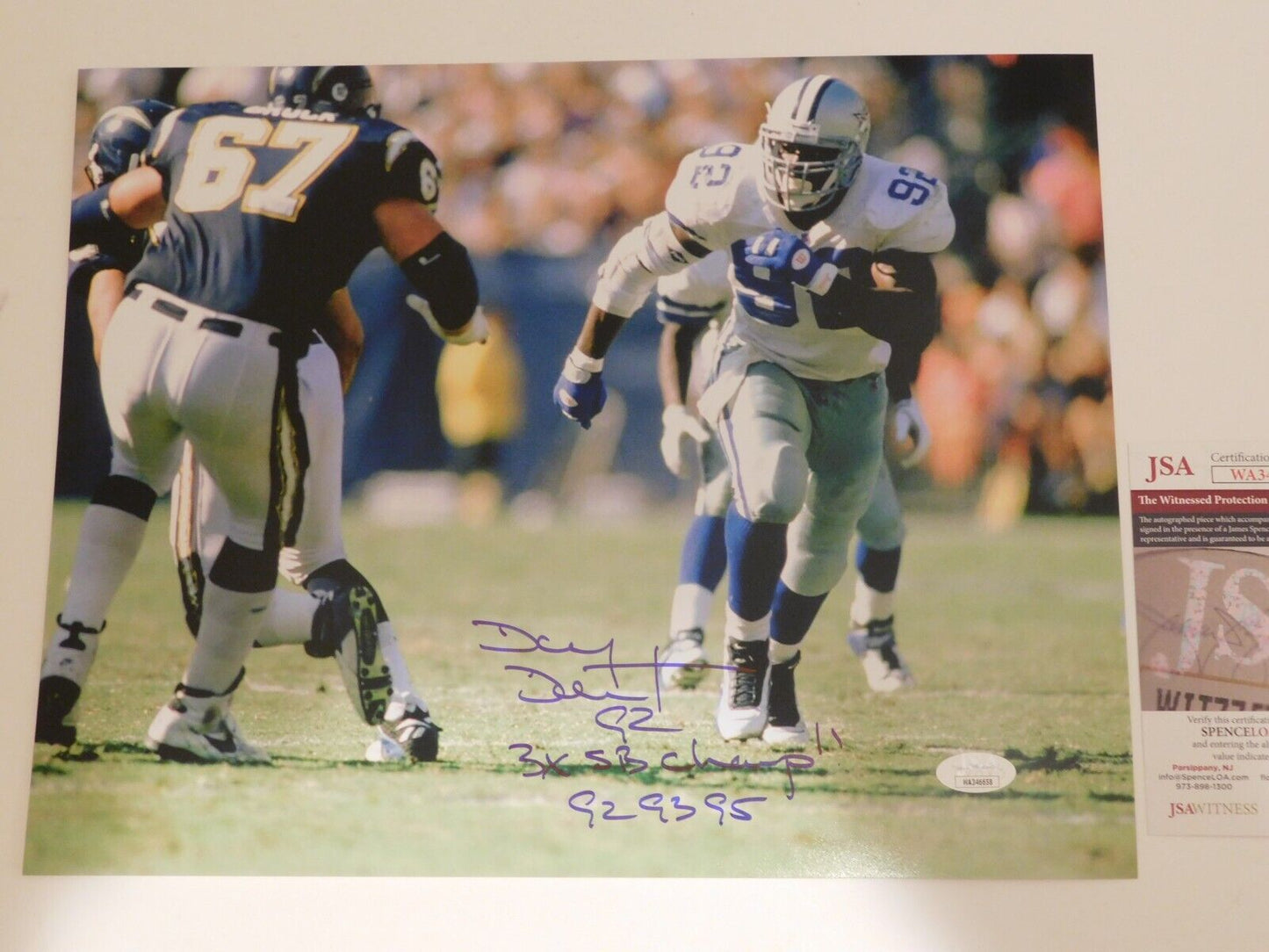 Tony Tolbert Signed Autographed 11x14 Photo Dallas Cowboys SB Champ JSA COA A