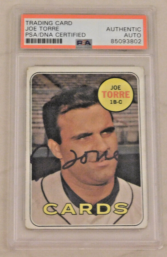 JOE TORRE Signed / Autographed 1969 Topps Baseball Card PSA Slab