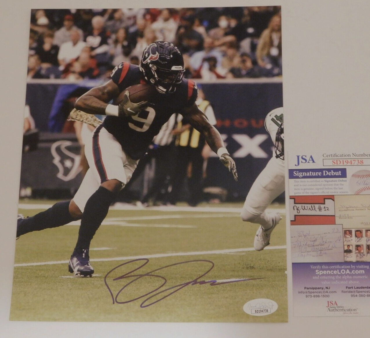 Brevin Jordan Signed Autographed 8x10 Photo Houston Texans JSA COA Miami Hurricanes