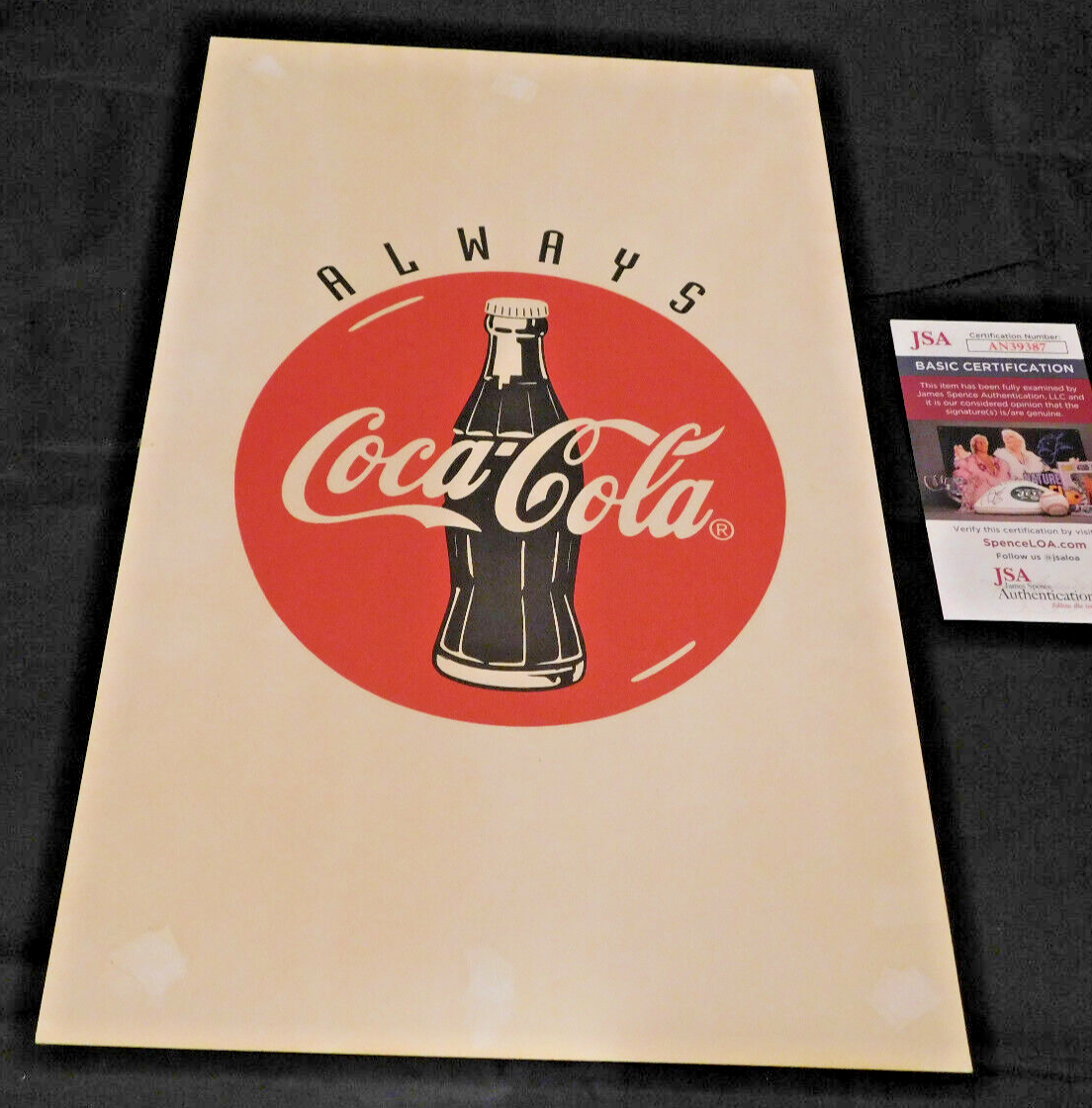 Patrick Ewing Signed 10x16 Cardboard Coca-Cola Promotional Photo New York Knicks JSA COA