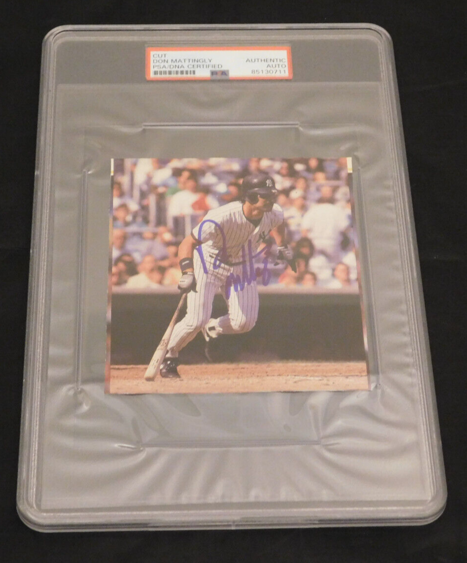 Don Mattingly Signed / Autographed New York Yankees 4x4 1/2 Yearbook Page PSA Slab