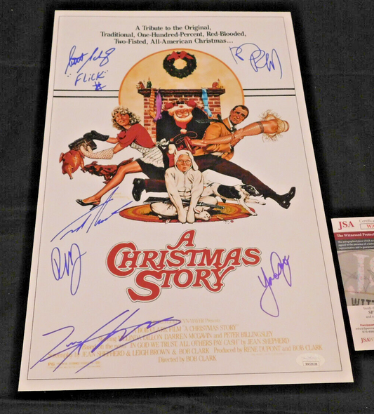 A CHRISTMAS STORY Cast x6 Signed 11x17 Photo Billingsley Schwartz Ward Robb JSA