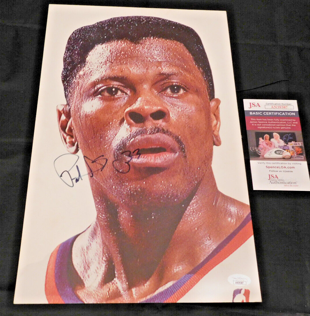 Patrick Ewing Signed 10x16 Cardboard Coca-Cola Promotional Photo New York Knicks JSA COA